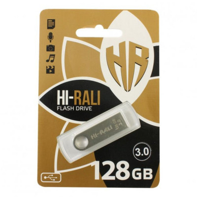 Флешка (флеш память USB) USB 3.0 Hi-Rali Shuttle 128 GB Стальной