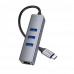 USB-хаб Type-C Hoco HB34 Easy link Gigabit Ethernet adapter(USB3.0*3+RJ45) Серый