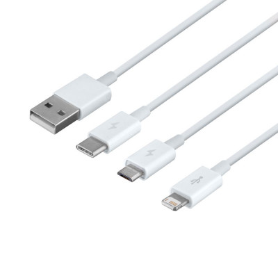 Кабель 3в1 Lightning/Micro USB/Type C Baseus CAMLTYS (3.5/1.5 м) Белый