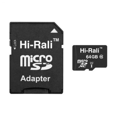 Карта памяти Hi-Rali MicroSDXC 64GB UHS-1 10 Class & Adapter Чёрный