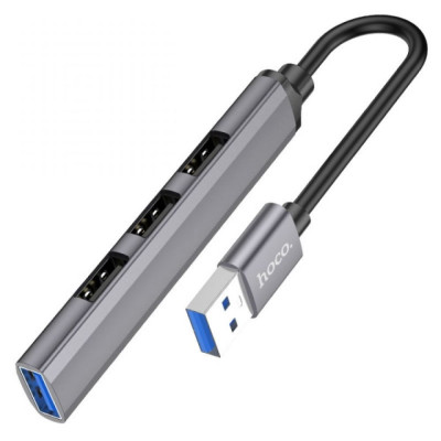 USB-хаб Hoco HB26 4 in 1 adapter(USB to USB3.0+USB2.0*3) Серый