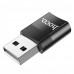 Переходник USB (M) - Type-C (F) Hoco UA17 Черный