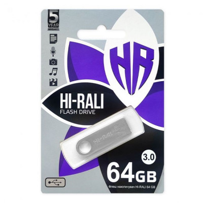 Флешка (флеш память USB) USB 3.0 Hi-Rali Shuttle 64 GB Стальной