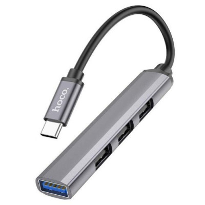 USB-хаб Hoco HB26 Type-C to USB3.0+USB2.0*3 Серый