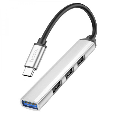 USB-хаб Hoco HB26 Type-C to USB3.0+USB2.0*3 Серебряный