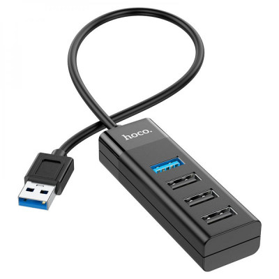 USB-хаб Hoco HB25 USB to USB3.0+USB2.0*3 Черный