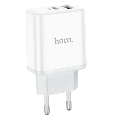 Сетевое зарядное (СЗУ) Устройство Hoco C105A Stage dual port PD20W+QC3.0 Белый