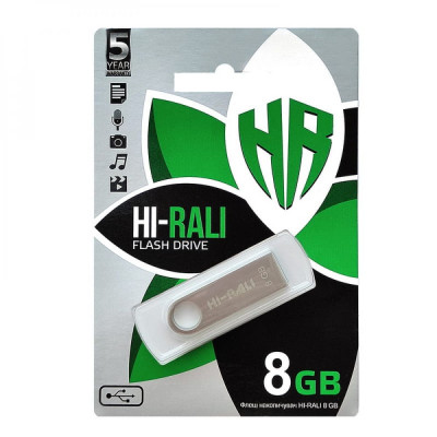 Флешка (флеш память USB) Hi-Rali Shuttle 8 GB Стальной